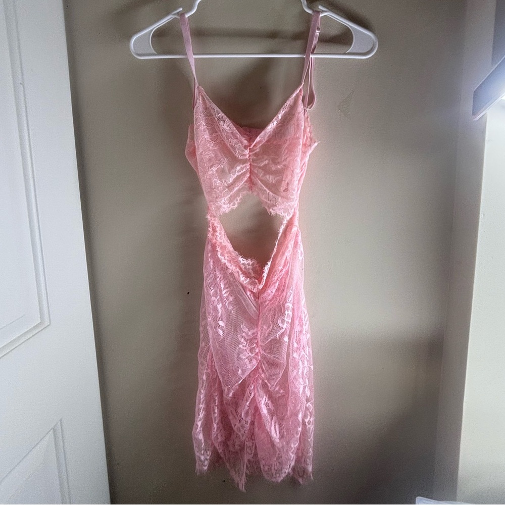 Pink Lace Cutout Nightdress